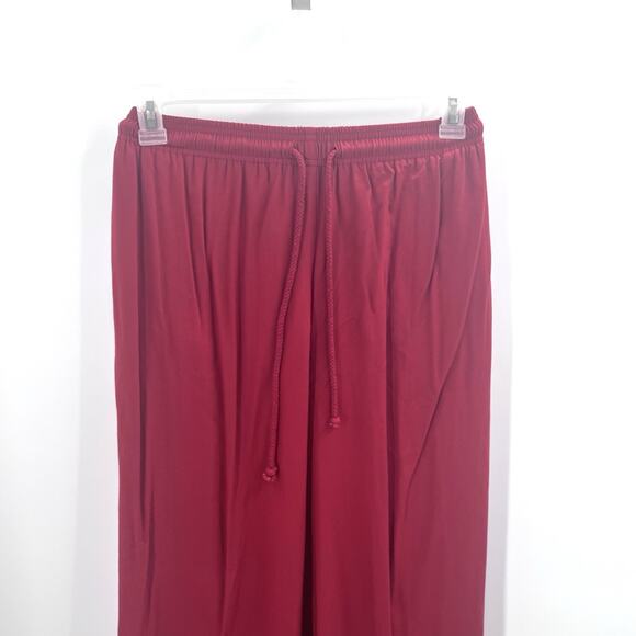 Vintage Carole Little Red Drawstring Rayon Pull on Wide Leg Pants Womens 12 - Picture 2 of 5